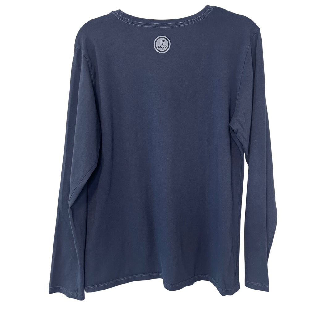 Life is Good Womens Crusher Tee Navy Floral Mandala Cotton Long Sleeve Shirt L - Picture 2 of 10